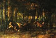 Gustave Courbet Spring Rutting;Battle of Stags oil on canvas